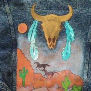 Vintage Hand painted Jeans Jacket